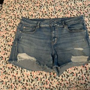 Denim midi shorts